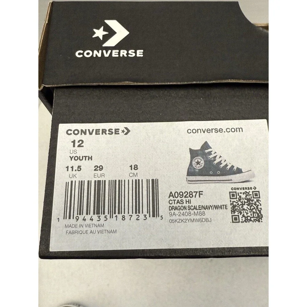 New Converse Chuck Taylor All Star Plaid High Tops Youth Sz 12 Lace Up Stars
